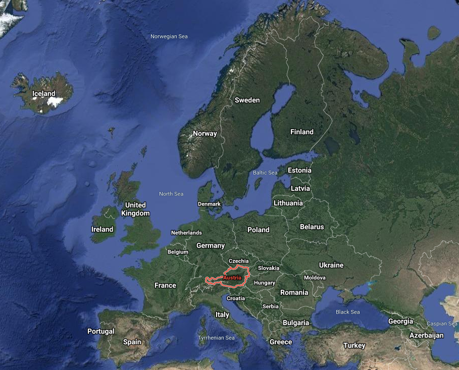 Area of Austria in Europe