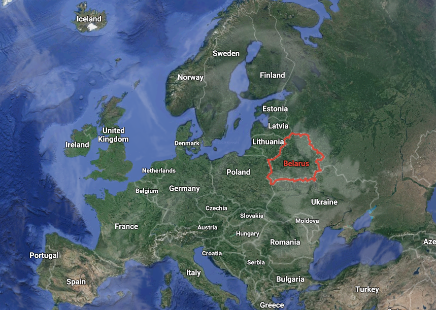 Area of Belarus in Europe