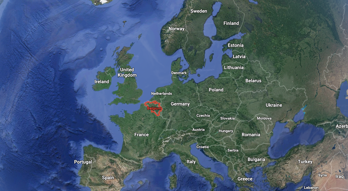 Area of Belgium in Europe