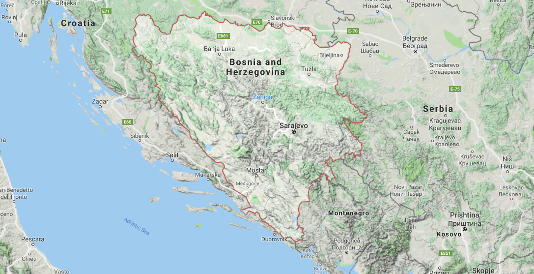 Terrain of Bosnia and Herzegovina