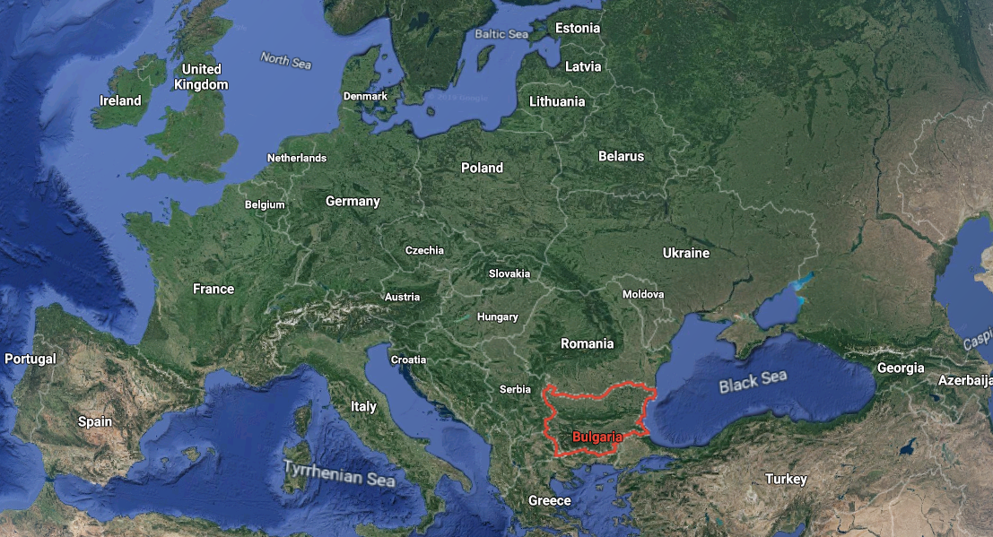 Area of Bulgaria in Europe