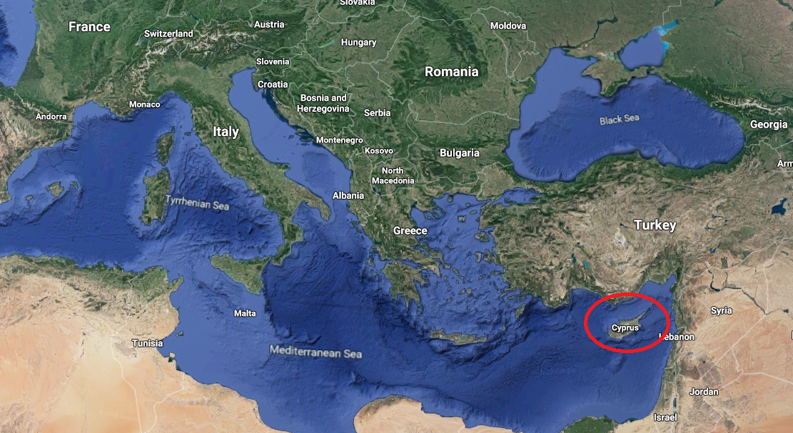 Area of Cyprus in Europe