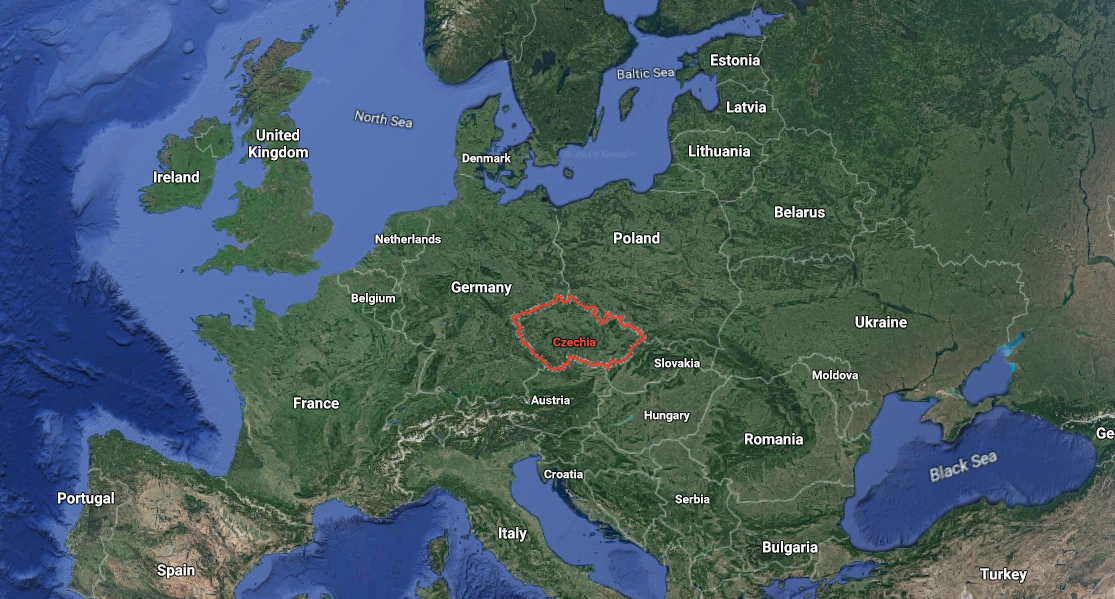 Area of Czechia in Europe