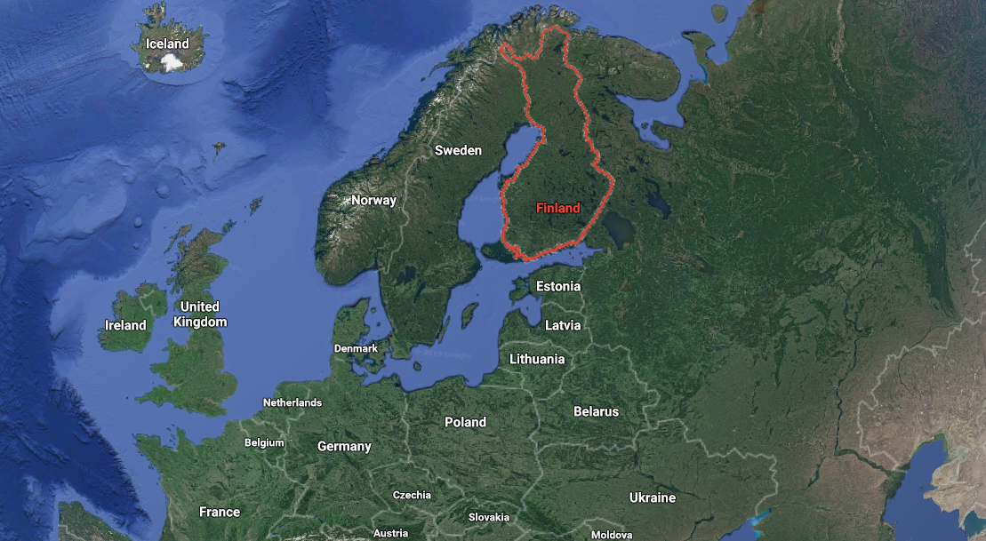Area of Finland in Europe